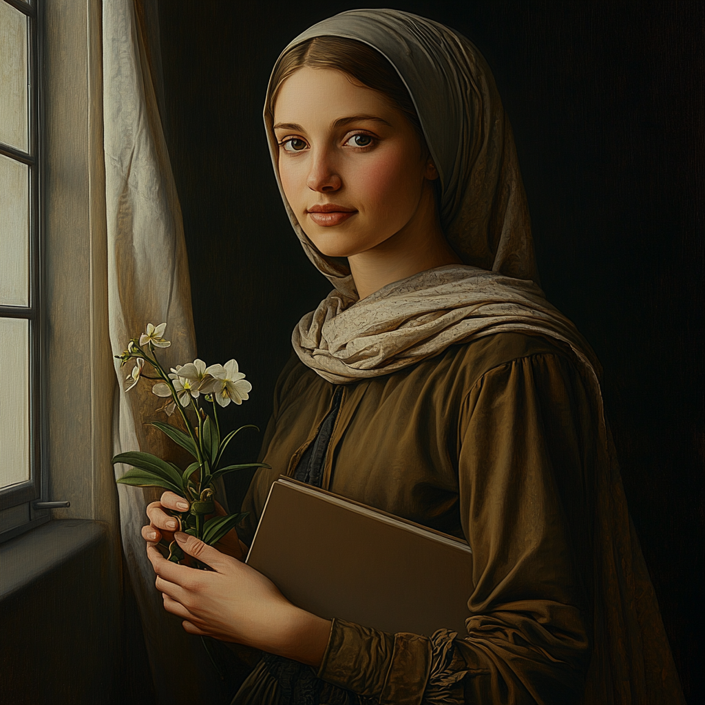 Leonardo Da Vinci Inspired Renaissance Botanist Portrait paint by number