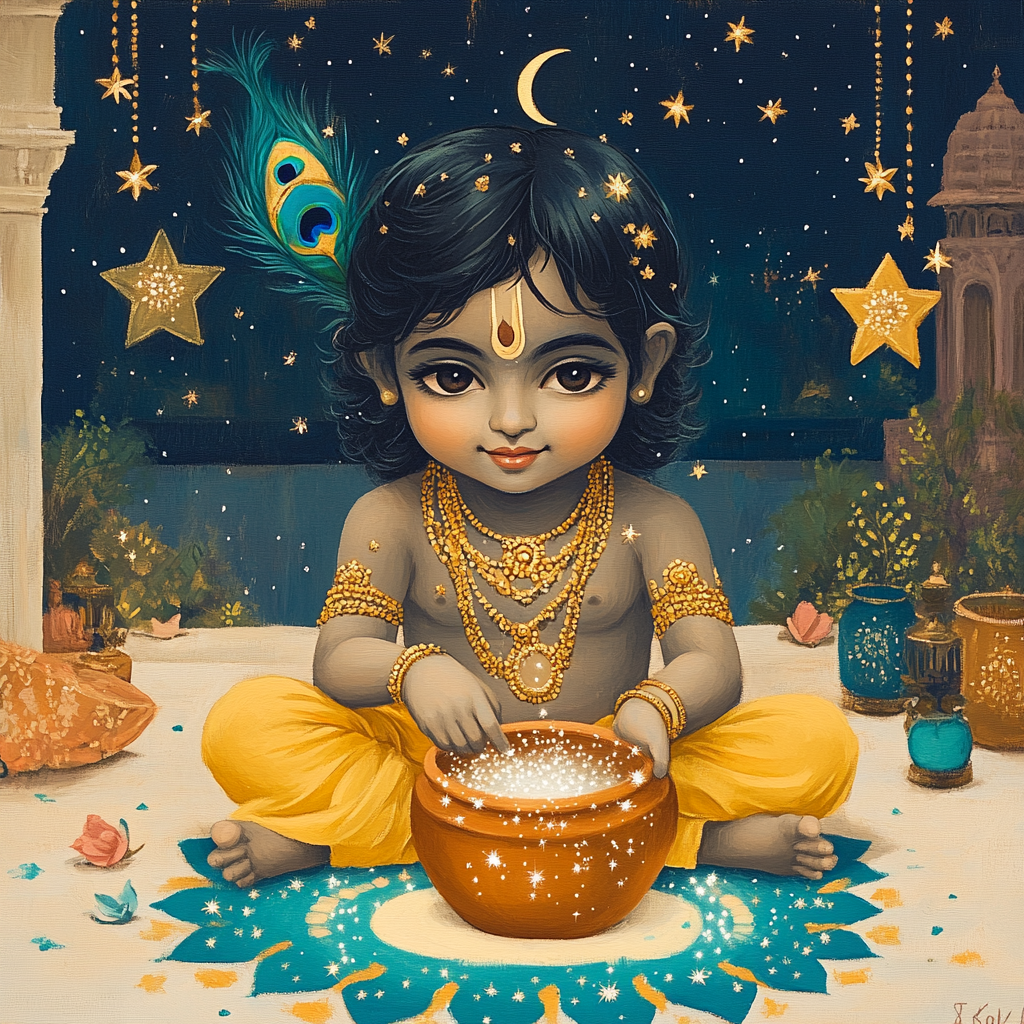 Krishna And The Stardust Butter Pot paint by numbers