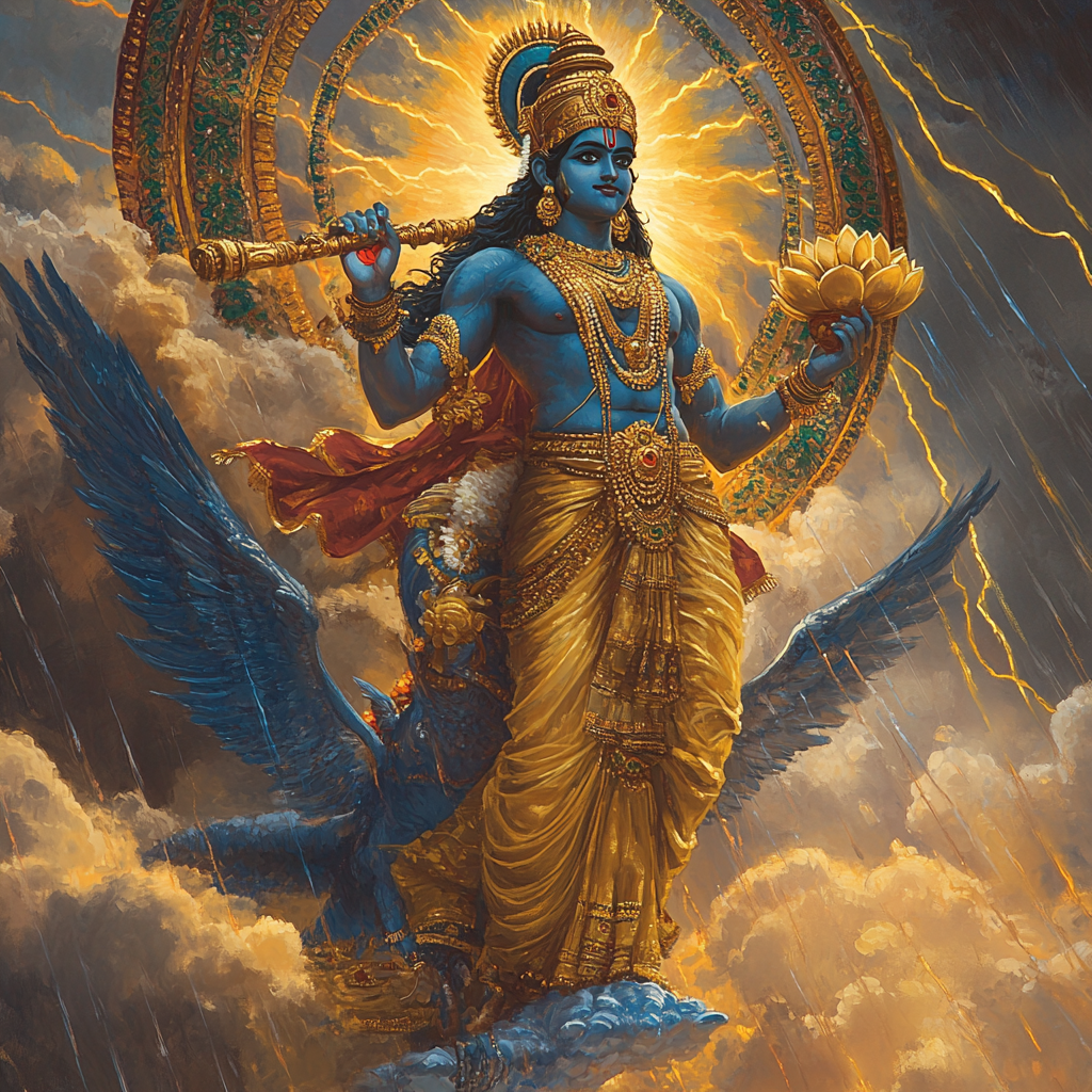 Vishnu And Garuda Above The Monsoon Mandala Painting by numbers kit