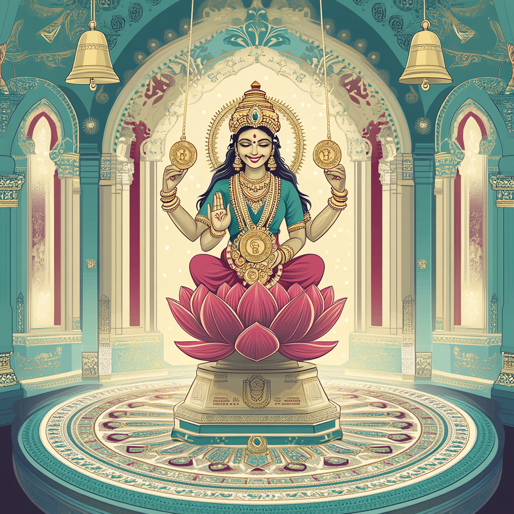 Lotus Clockwork Pavilion With Lakshmi Radiance painting number kit