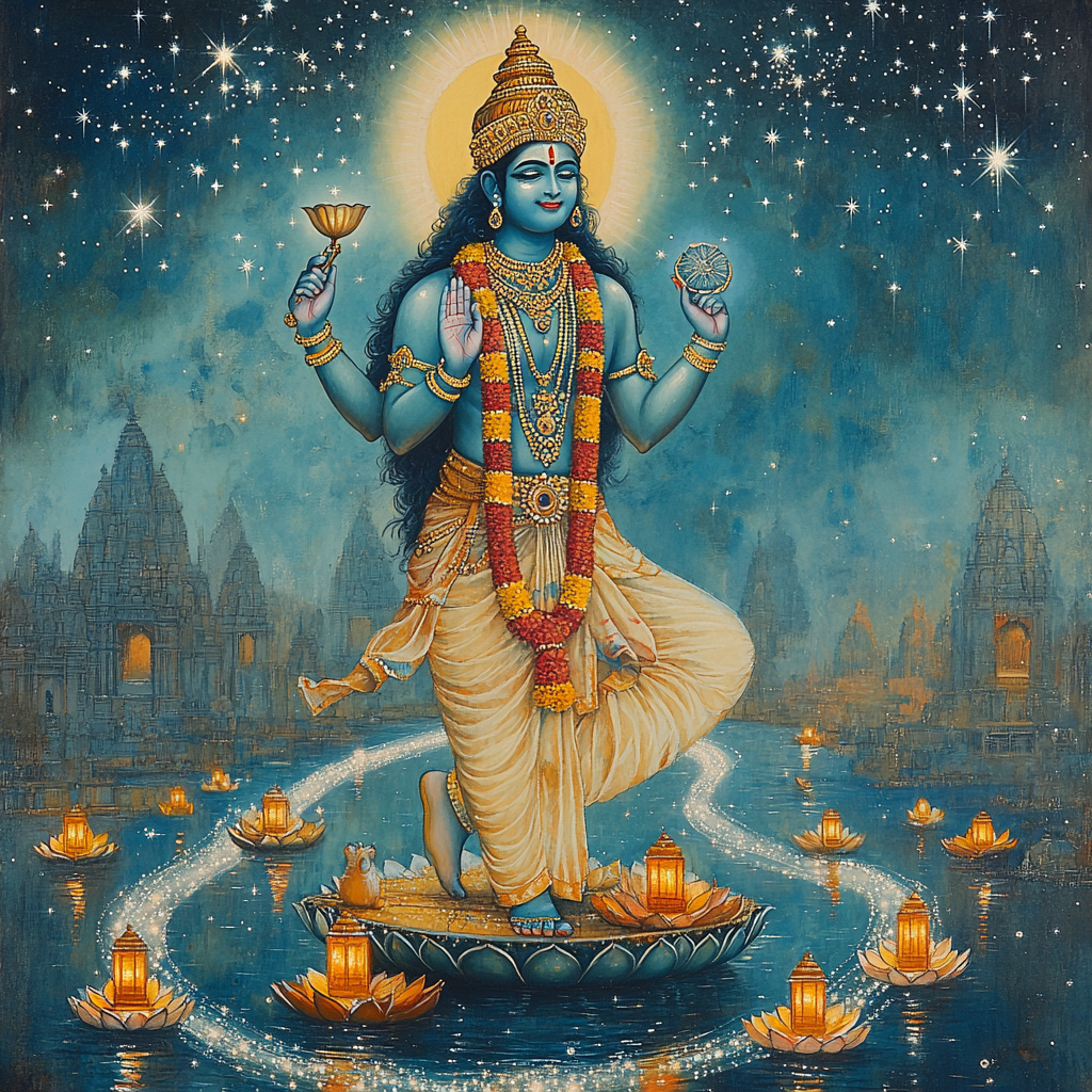 Vishnu Blessing The River Of Constellations Painting by numbers kit