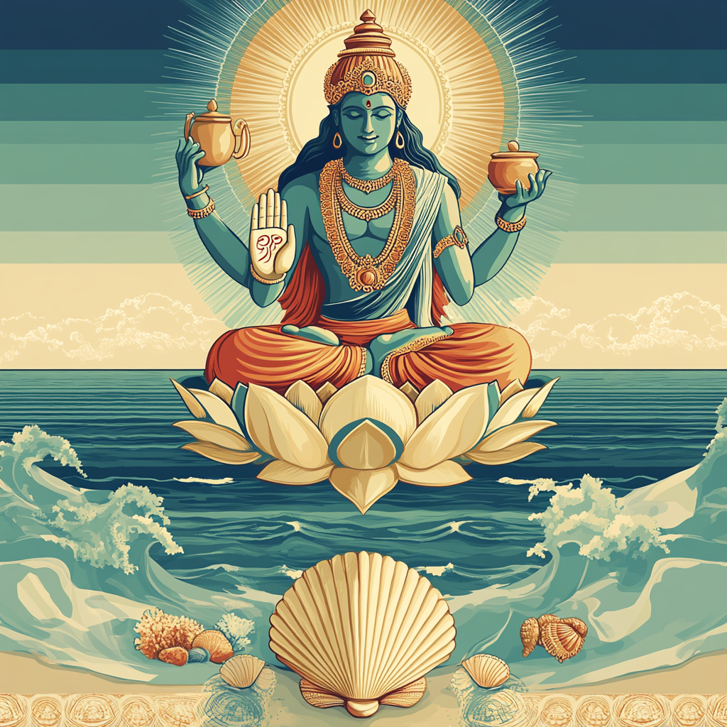 Ocean Horizon Prayer With Brahma Above The Waves paint by number