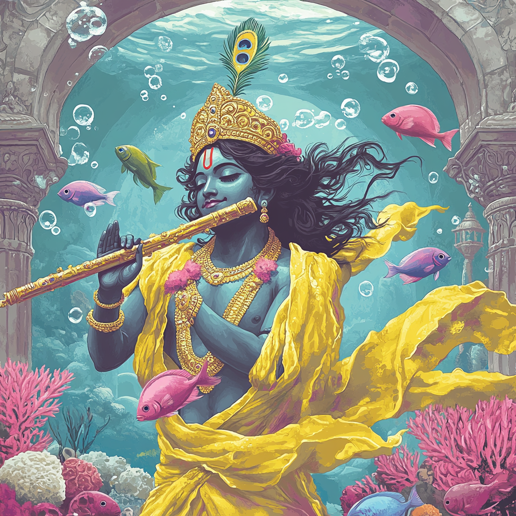 Krishna In The Coral Reef Temple Numbered painting kits
