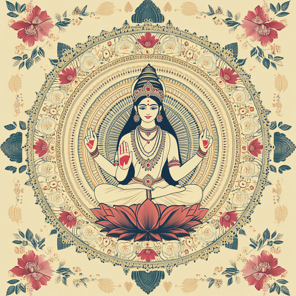 Lotus Mandala With Parvati At The Heart Number painting