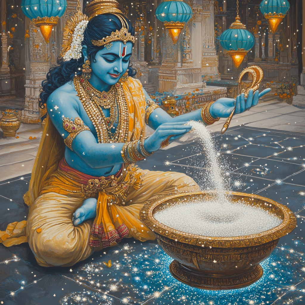 Vishnu And The Stardust Offering Bowl paint by color