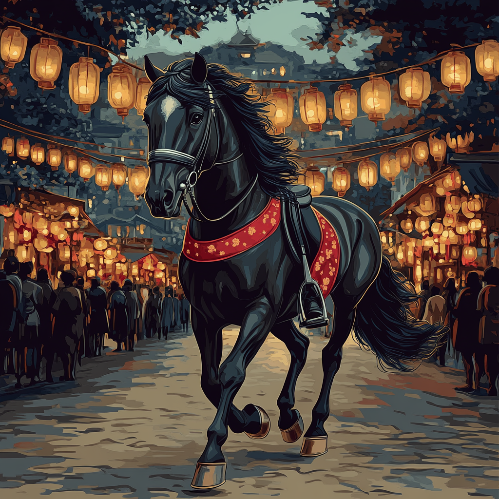 Festival Lanterns With Horse Parade Painting by numbers kit