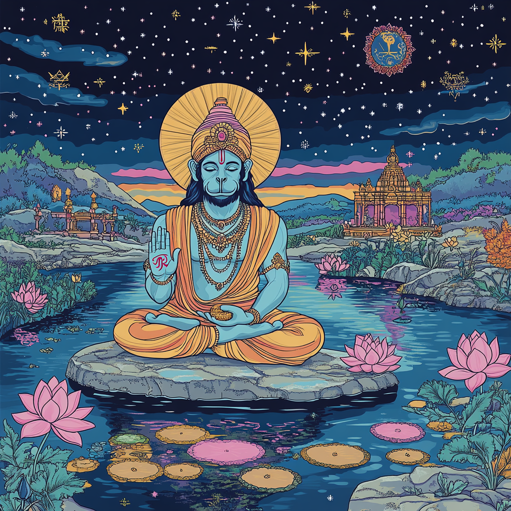 Hanuman With Starlit Yoga Calm Numbered painting kits