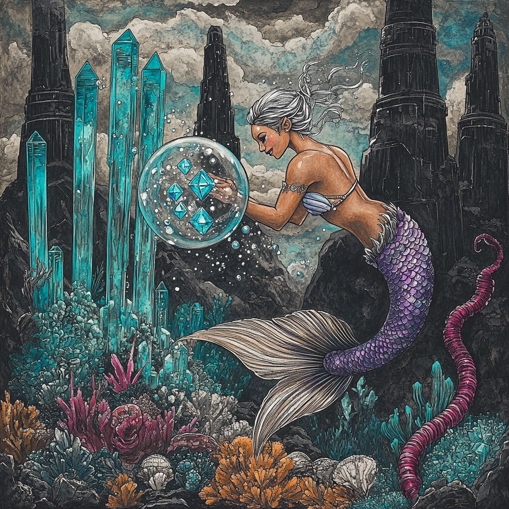 Crystal Vent Garden With Mermaid Guardian Painting by numbers kit