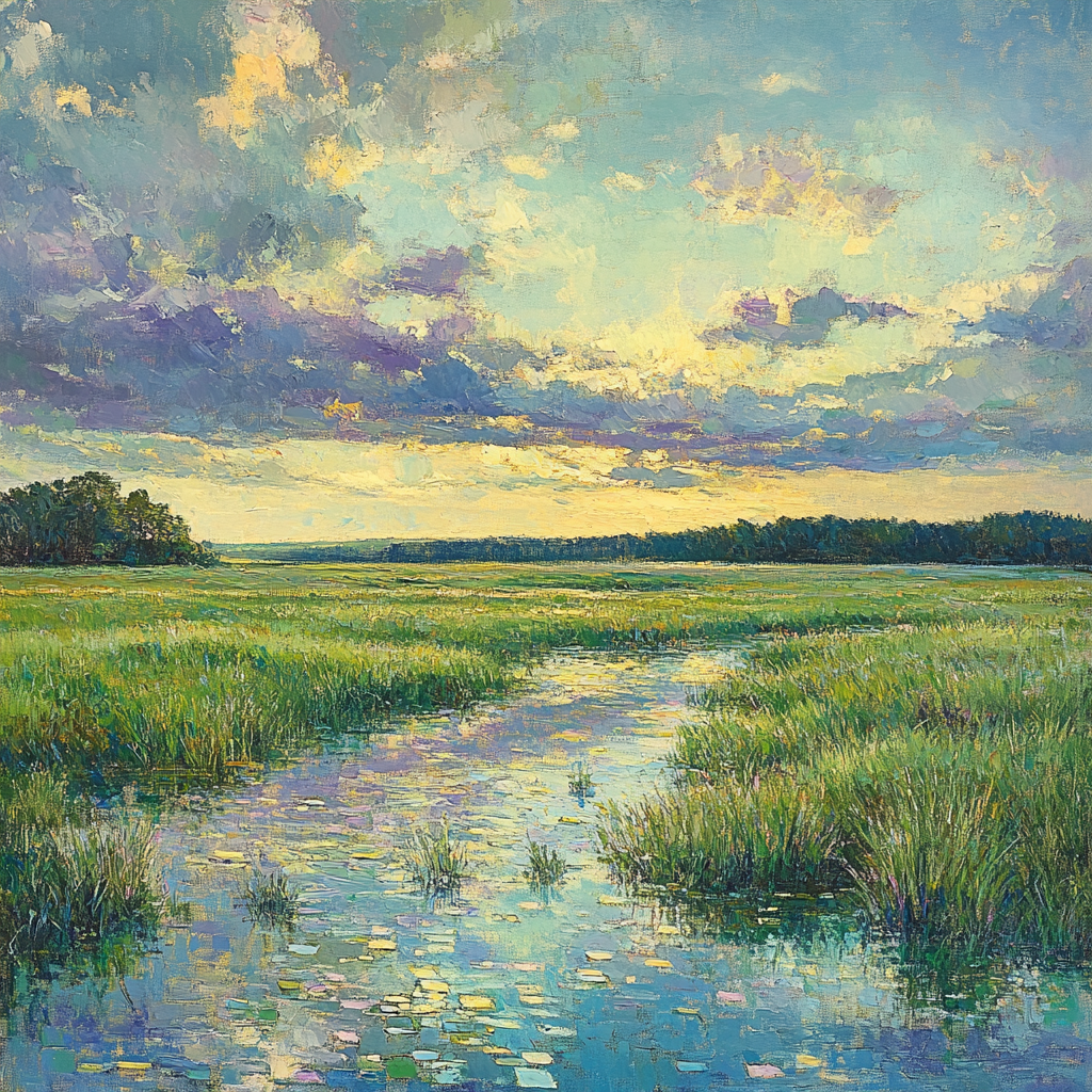 Claude Monet Inspired After-Rain Meadow And Puddled Light Numbered painting kits