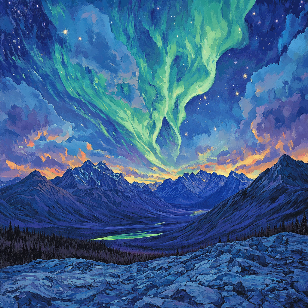 Frederick Varley Inspired Aurora Ashen Peaks Painting by numbers kit