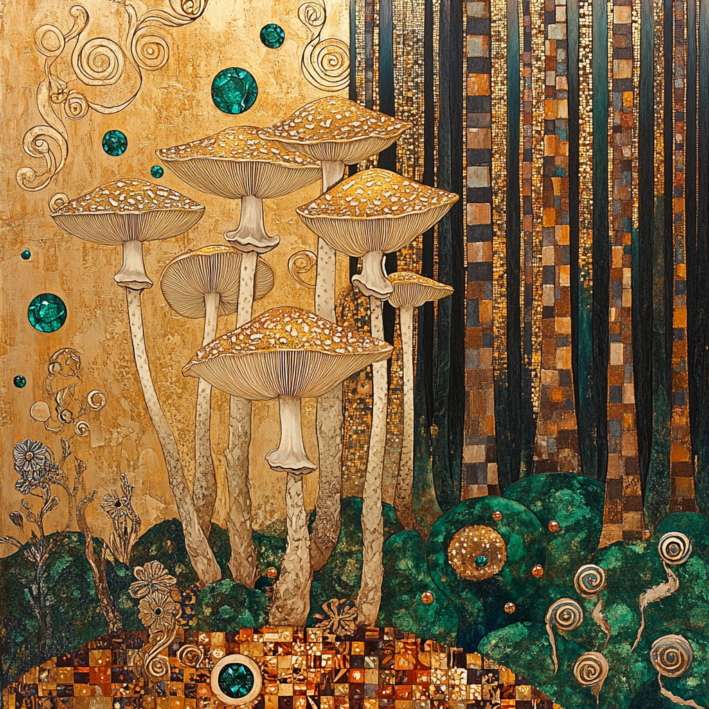 Gustav Klimt Inspired Gilded Mycelium Grove Numbered painting kits