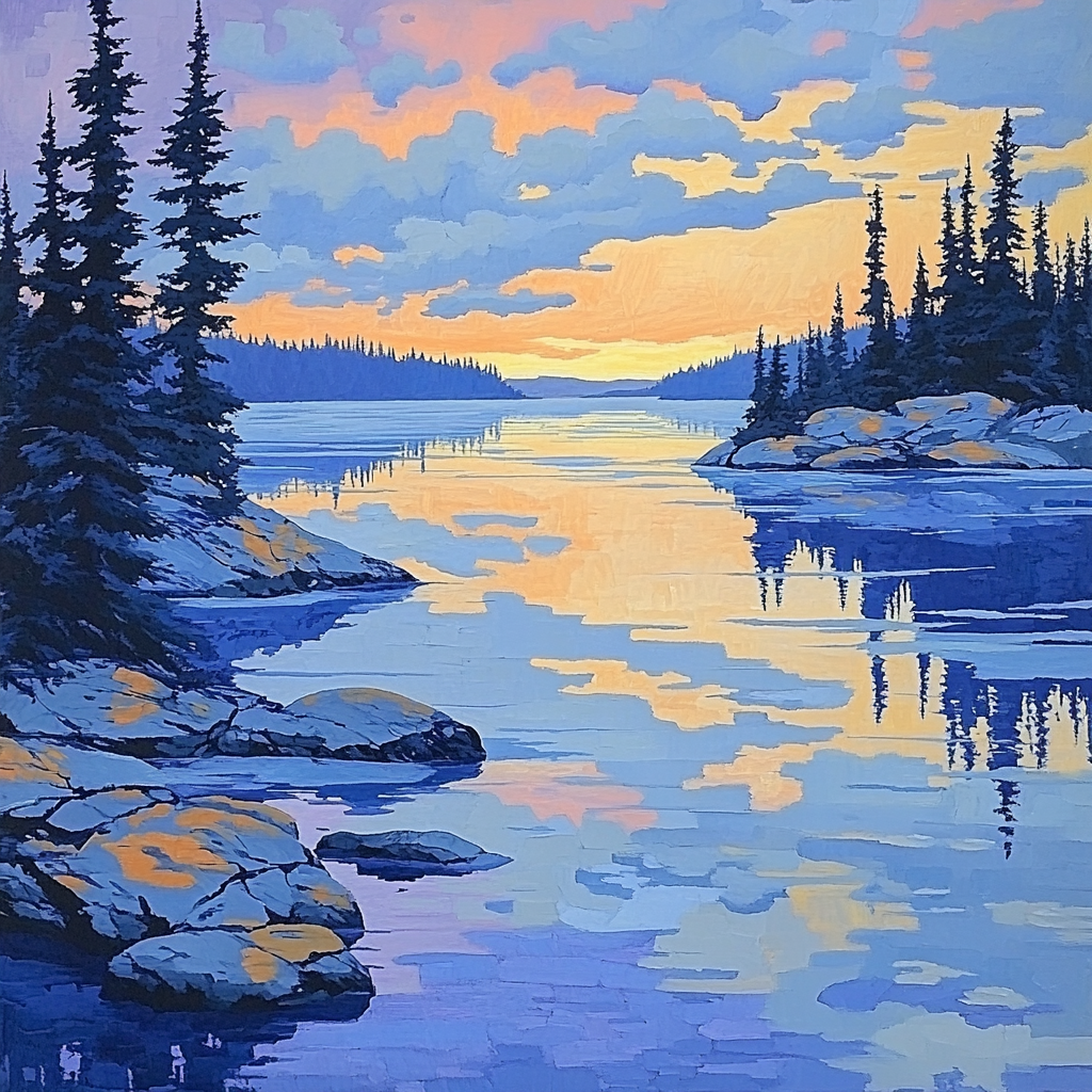 Frederick Varley Inspired Thaw Mist Over Sapphire Lake Numbered painting kits