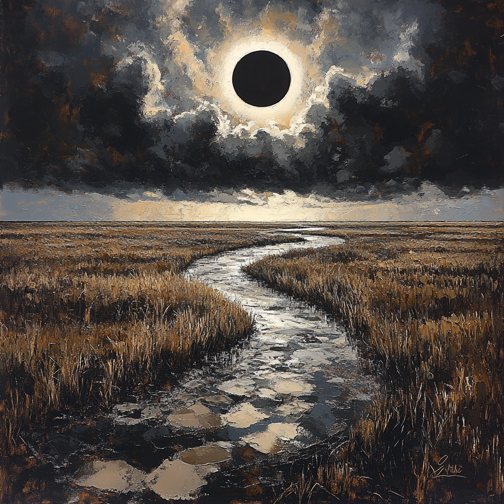 Francisco Goya Inspired Eclipse Over Salt Marsh Number painting
