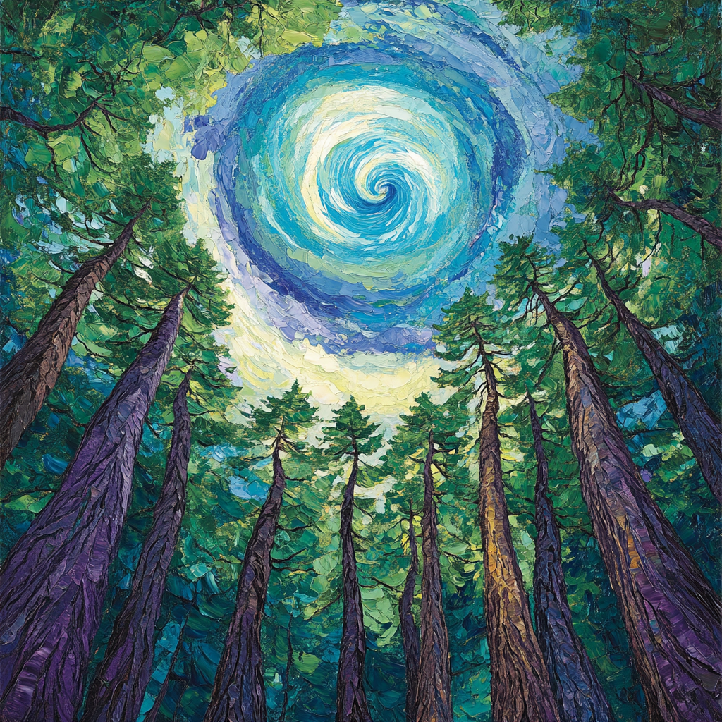 Emily Carr Inspired Aurora Cathedral Cedar Grove Numbered painting kits