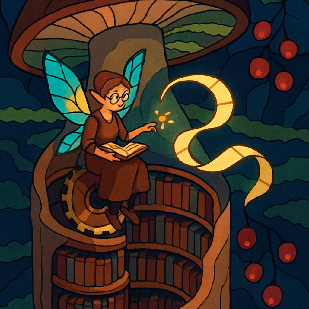 Clockwork Mushroom Library Fairy Painting by numbers kit