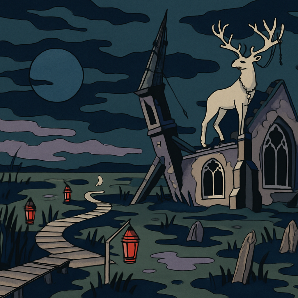 Moonlit Salt Marsh With Gothic Ruins Painting by numbers kit