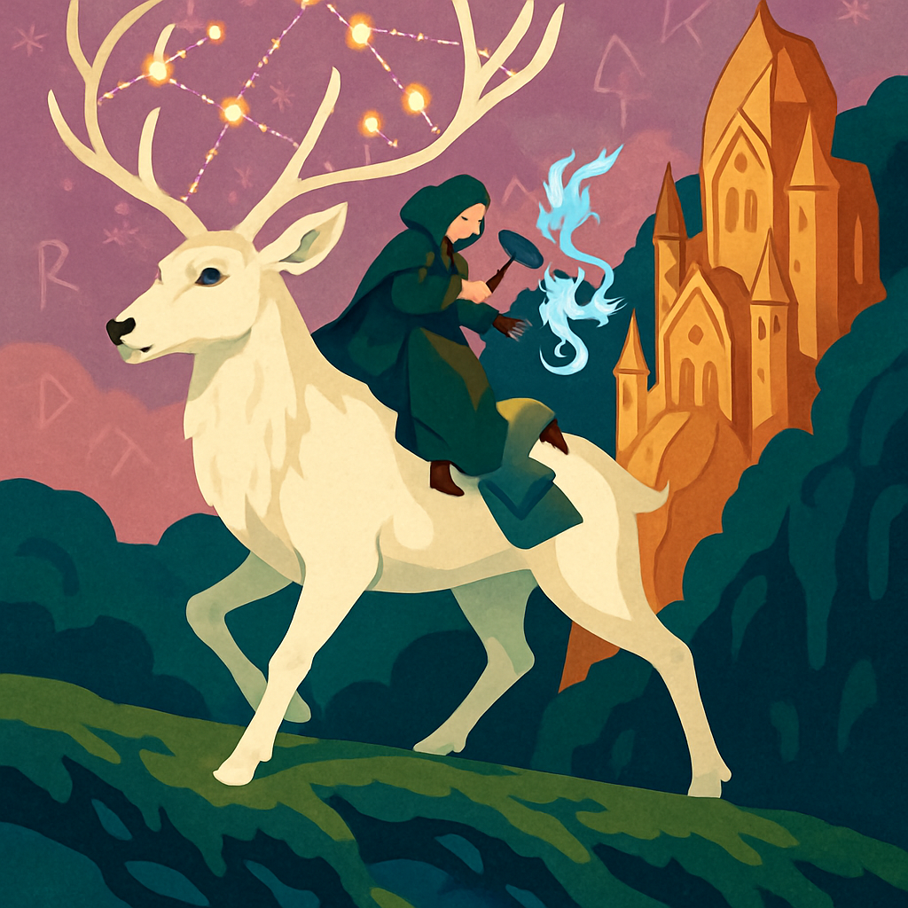 Fantasy-Crafted Lantern Stag Procession Paint by numbers art