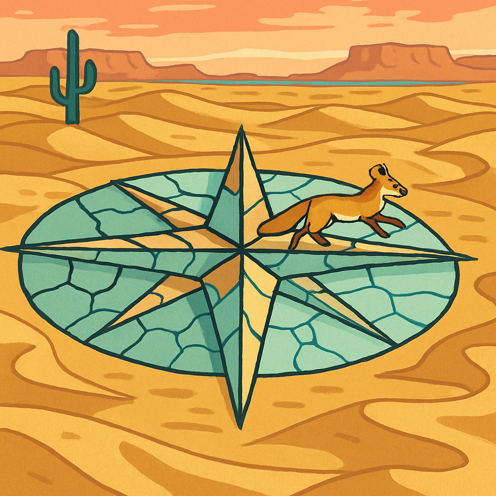 Compass Rose Over Desert Glass Dunes paint by number