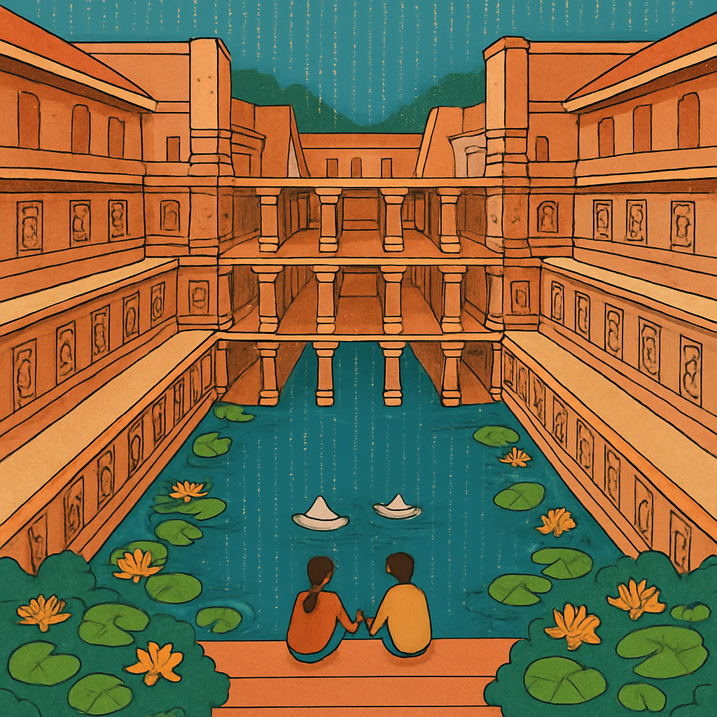 Monsoon Stepwell Serenade In India paint by color