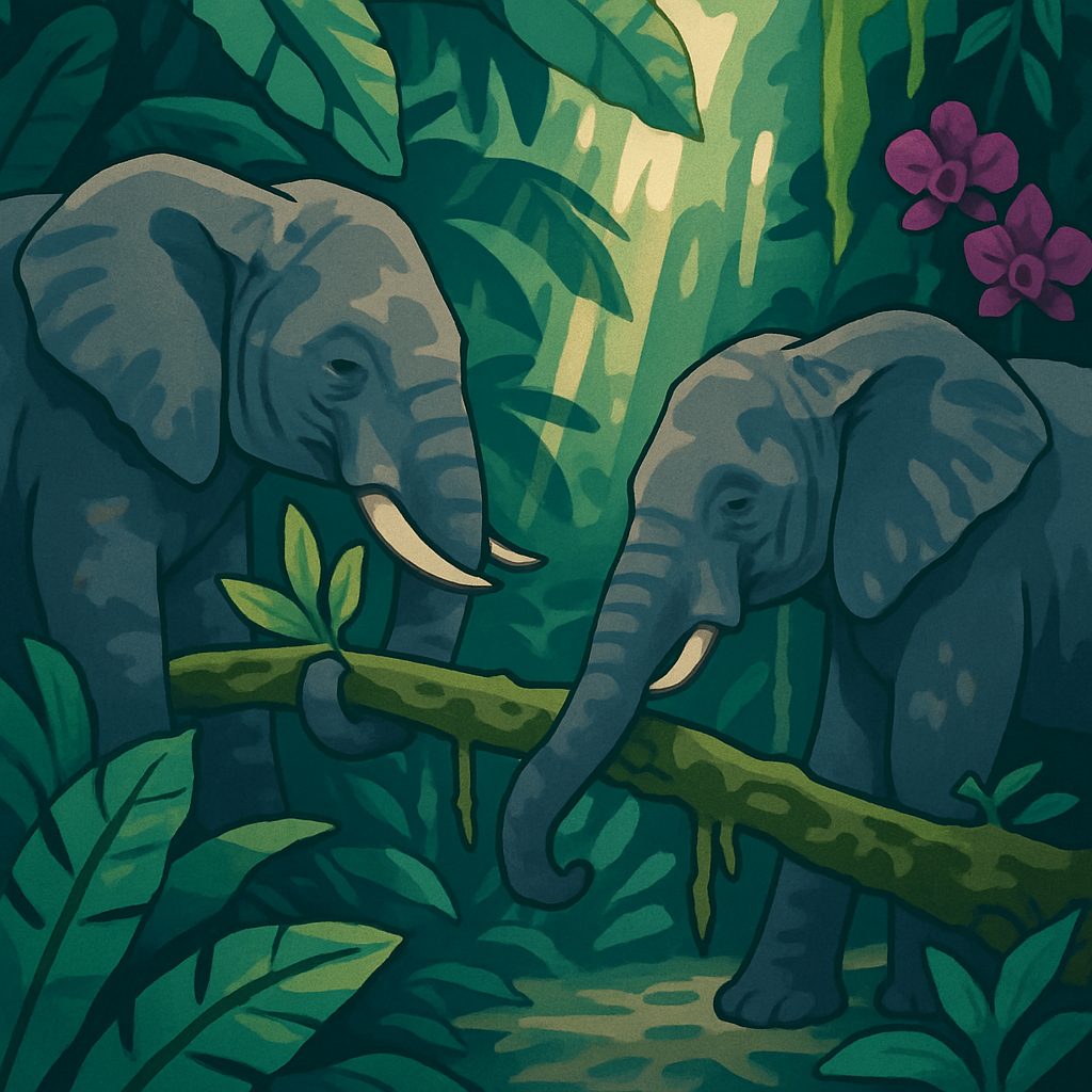Rainforest Canopy With Elephant Guardians Painting by numbers kit