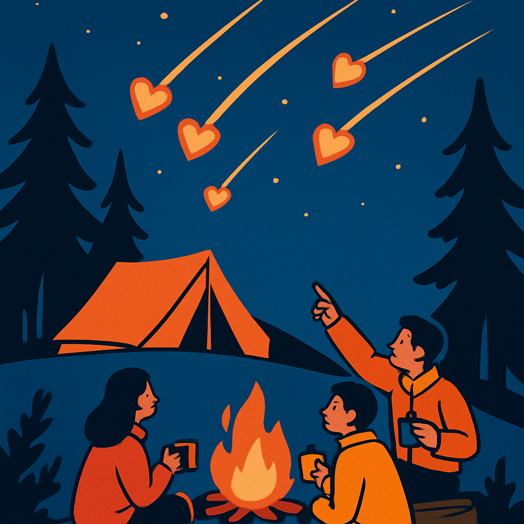 Meteor Shower Valentines Day Camping Night Painting by numbers kit