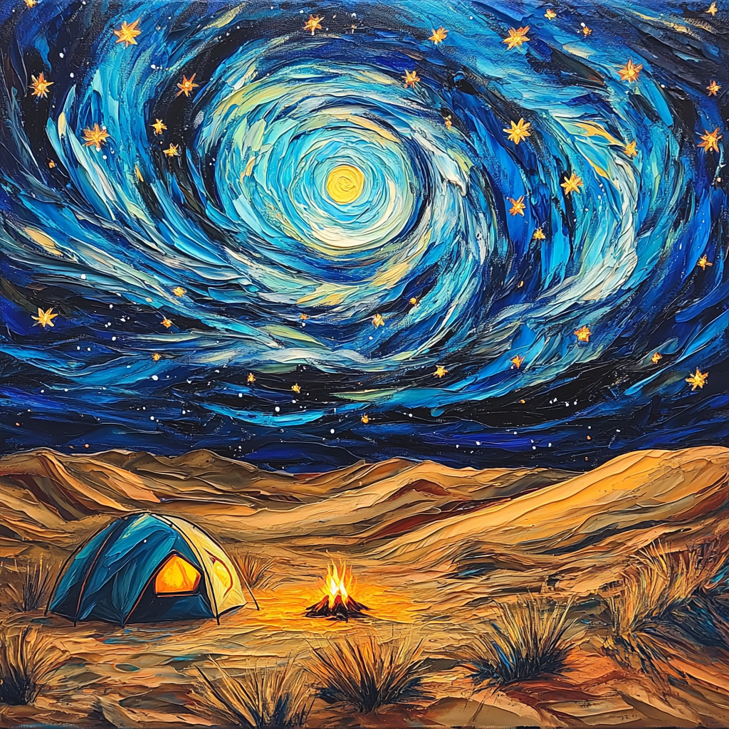 Vincent Van Gogh Inspired Starry Desert Camp Numbered painting kits