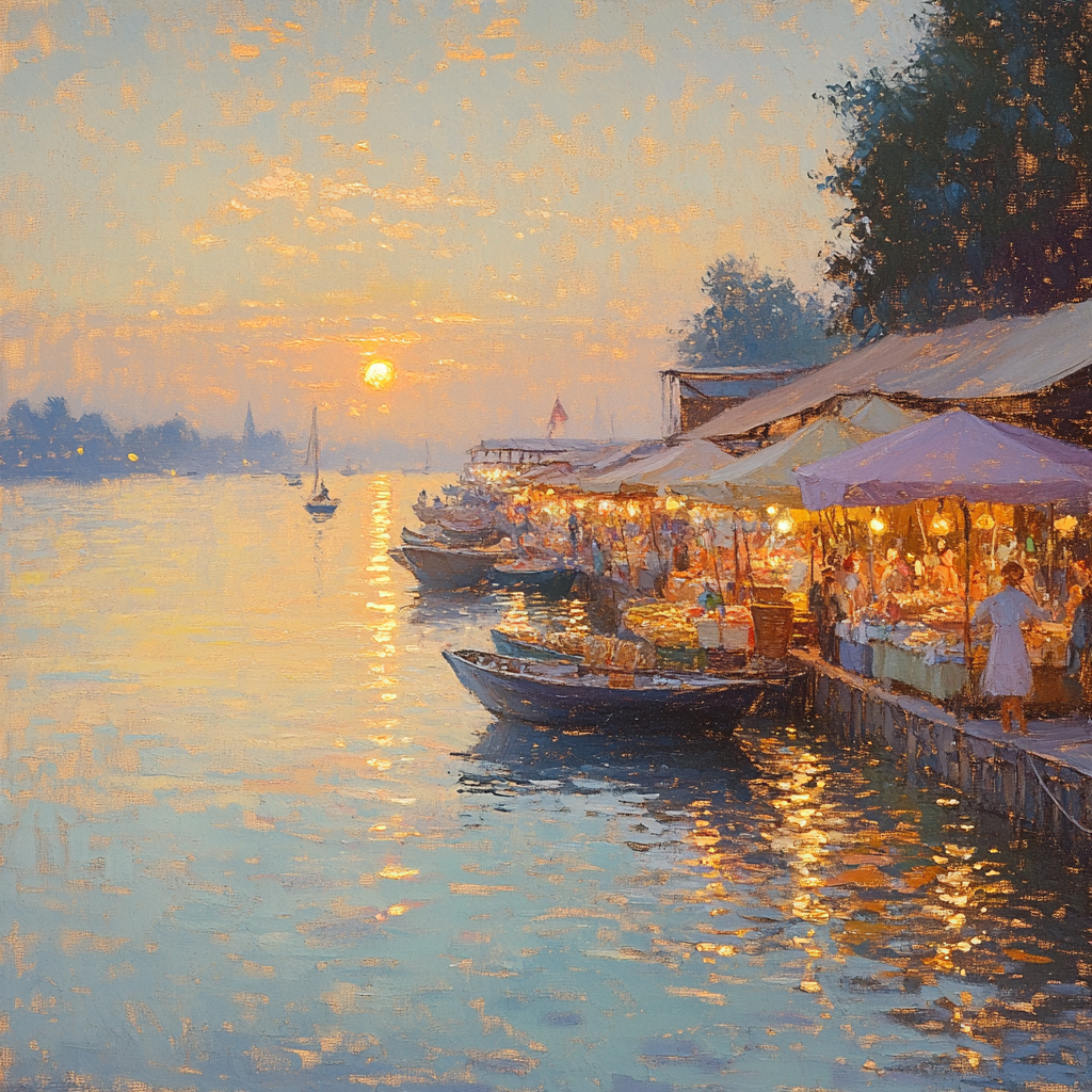 Claude Monet Inspired Sunrise Over River Market paint by number