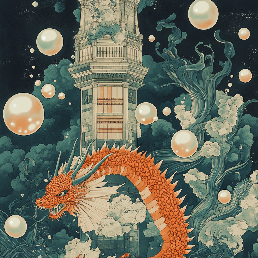 Undersea Library Dragon Reliquary Number painting