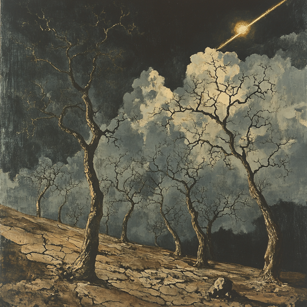 Francisco Goya Inspired Comet Light In A Withered Orchard paint by color