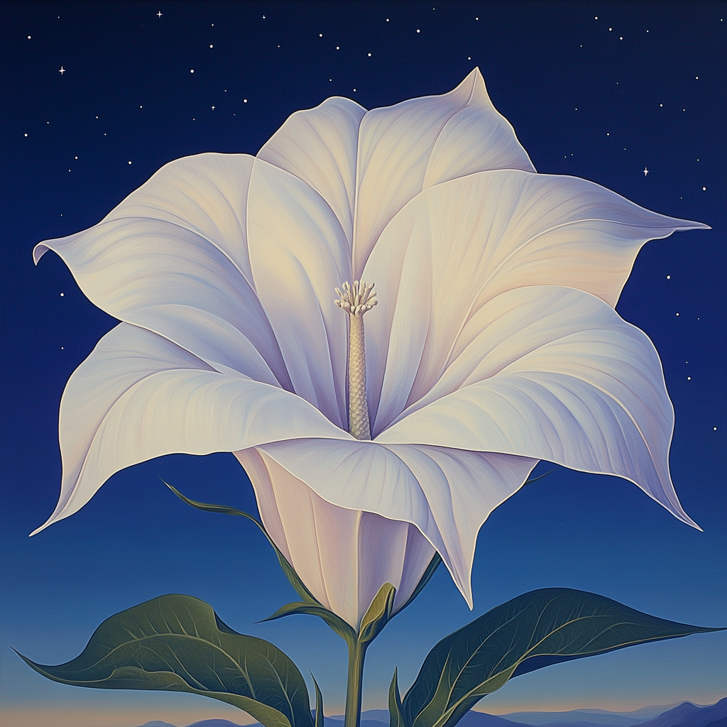 Georgia O’Keeffe Inspired Moonlit Datura And Indigo Sky DIY paint by numbers