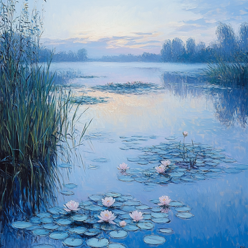 Claude Monet Inspired Opal Dawn On The Waterlily Lagoon Paint by numbers art