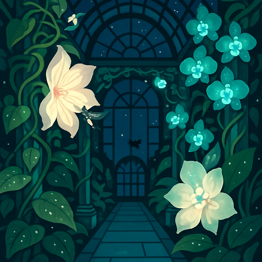 Flowers Under The Bioluminescent Conservatory Dome DIY paint by numbers