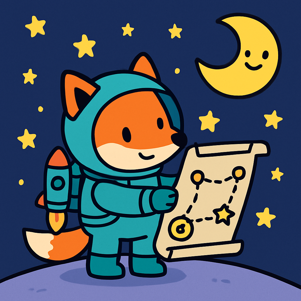 Stargazer Fox And The Moon Map painting number kit