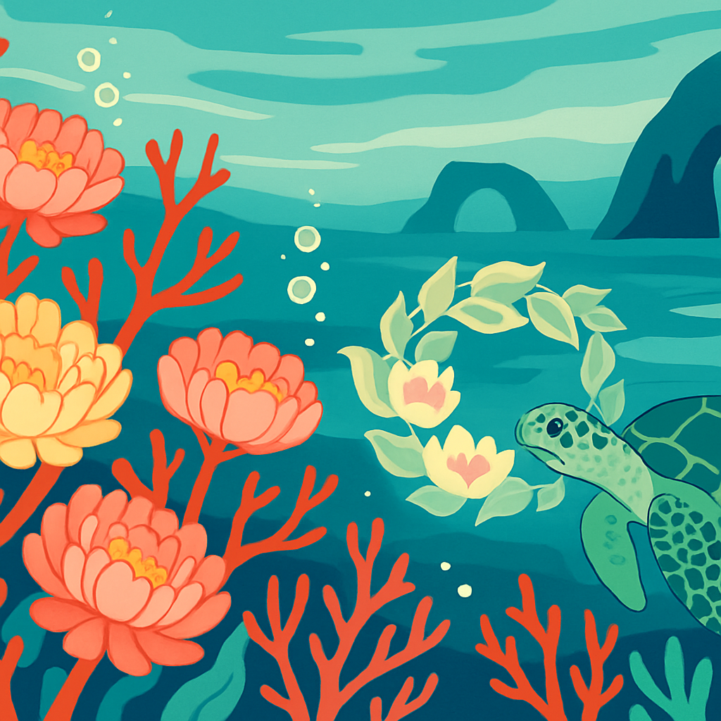 Floral-Crowned Reef Garden Number painting