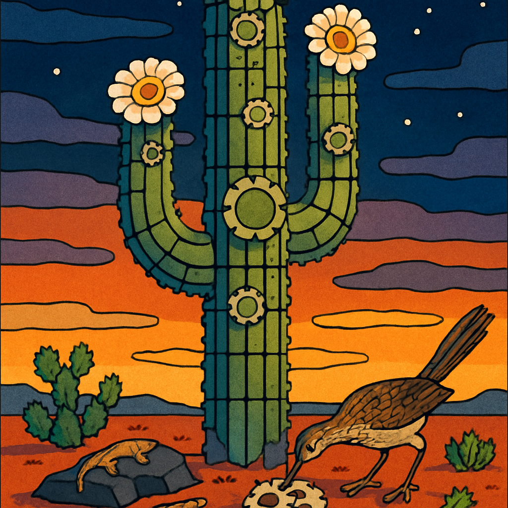 Desert Bloom Clockwork Cactus DIY paint by numbers