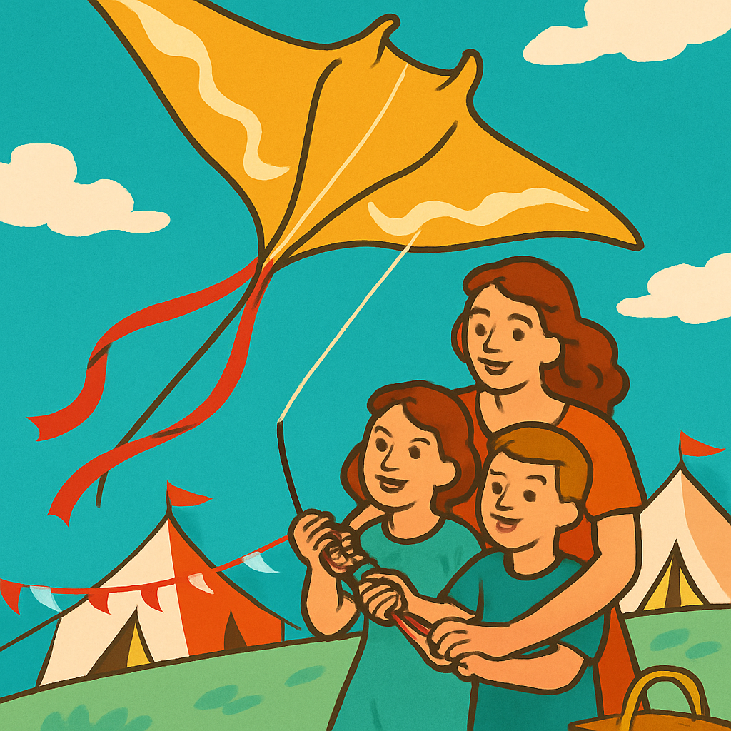 Kite Festival With Mother And Twins DIY paint by numbers