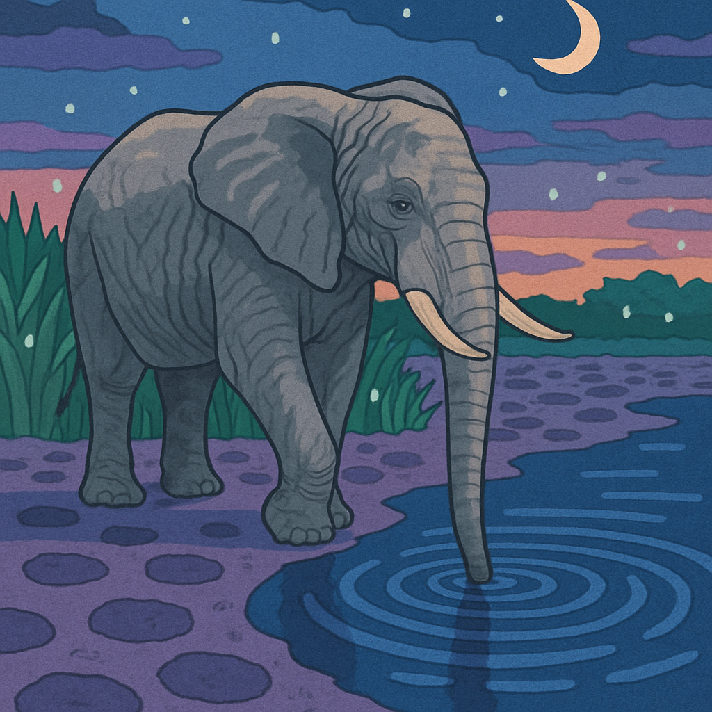 River Mirror With Elephant Footprints paint by numbers