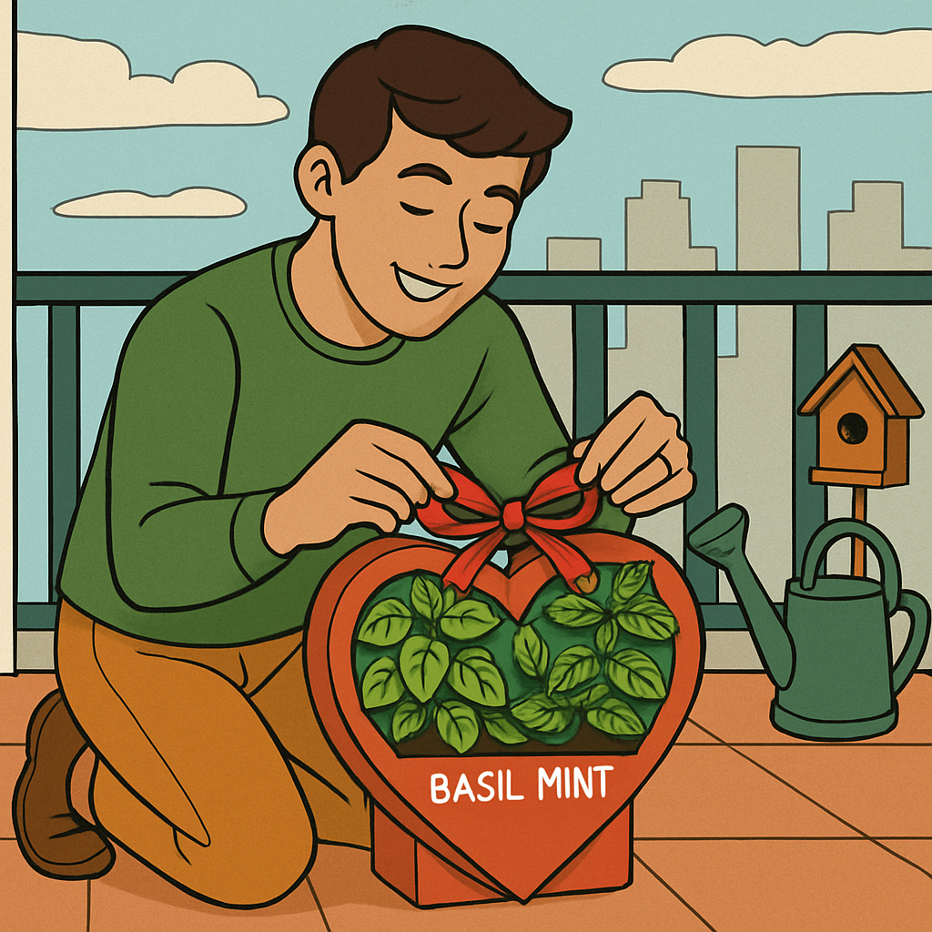 Valentines Day Balcony Herb Heart Planter Number painting