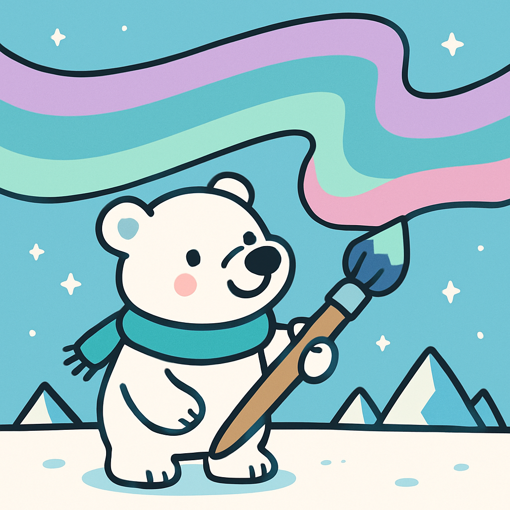 The Polar Bear Who Painted The Aurora painting number kit