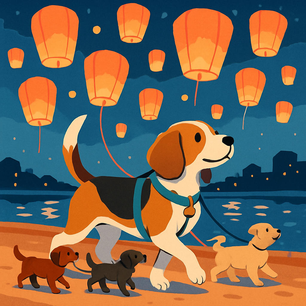 Sky Lantern Dog Parade Numbered painting kits