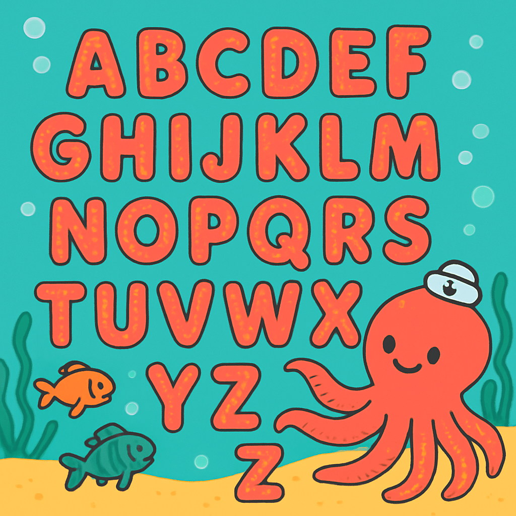 Captain Octopus And The Coral Alphabet Reef DIY paint by numbers