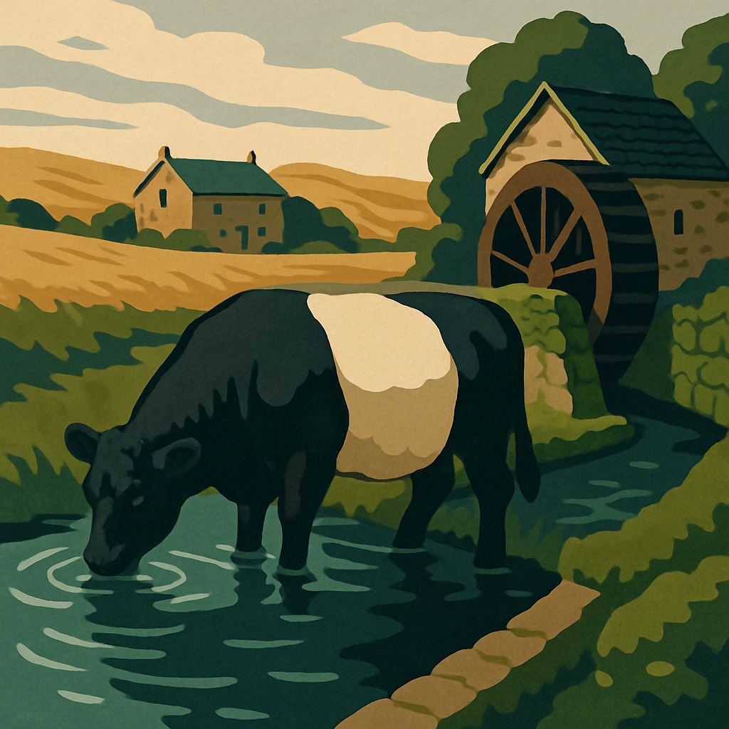 Starlit Waterwheel Cow Pasture Paint by numbers kits