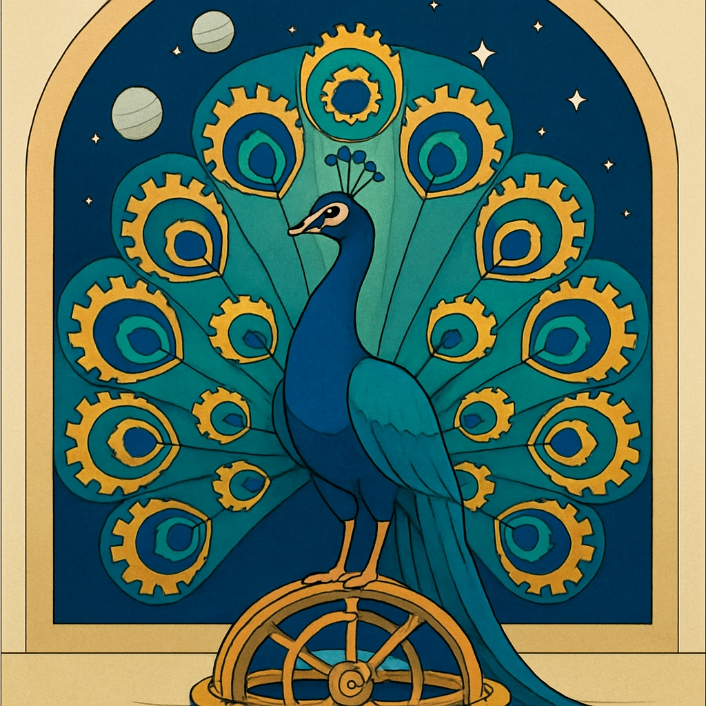 Clockwork Observatory Peacock paint by number