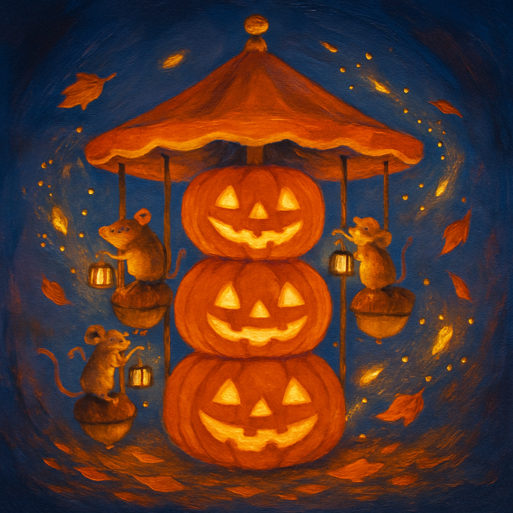 Stacked Jack O Lantern Carousel DIY paint by numbers