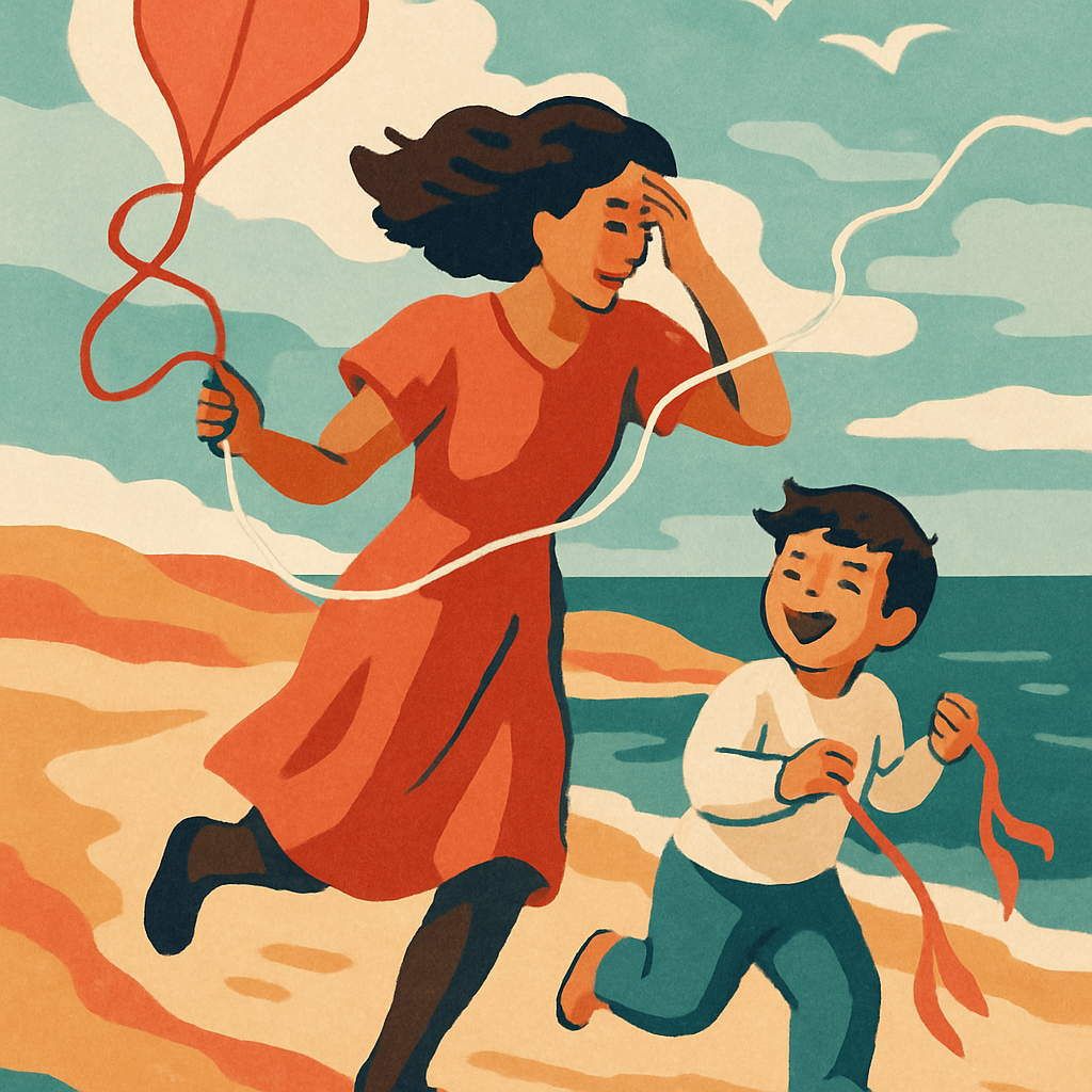 Kite String Courage With Mother paint by numbers