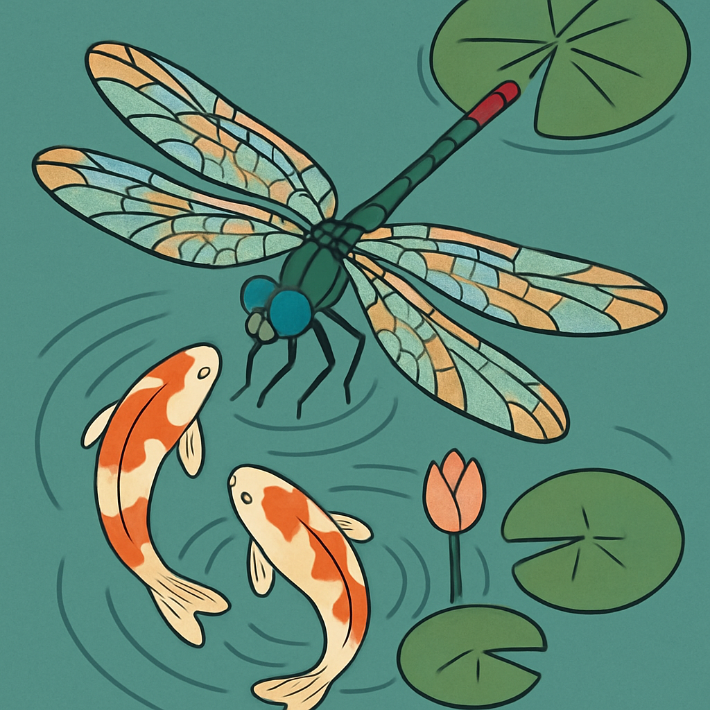 Koi Pond Ripples With Dragonfly Paint by numbers kits