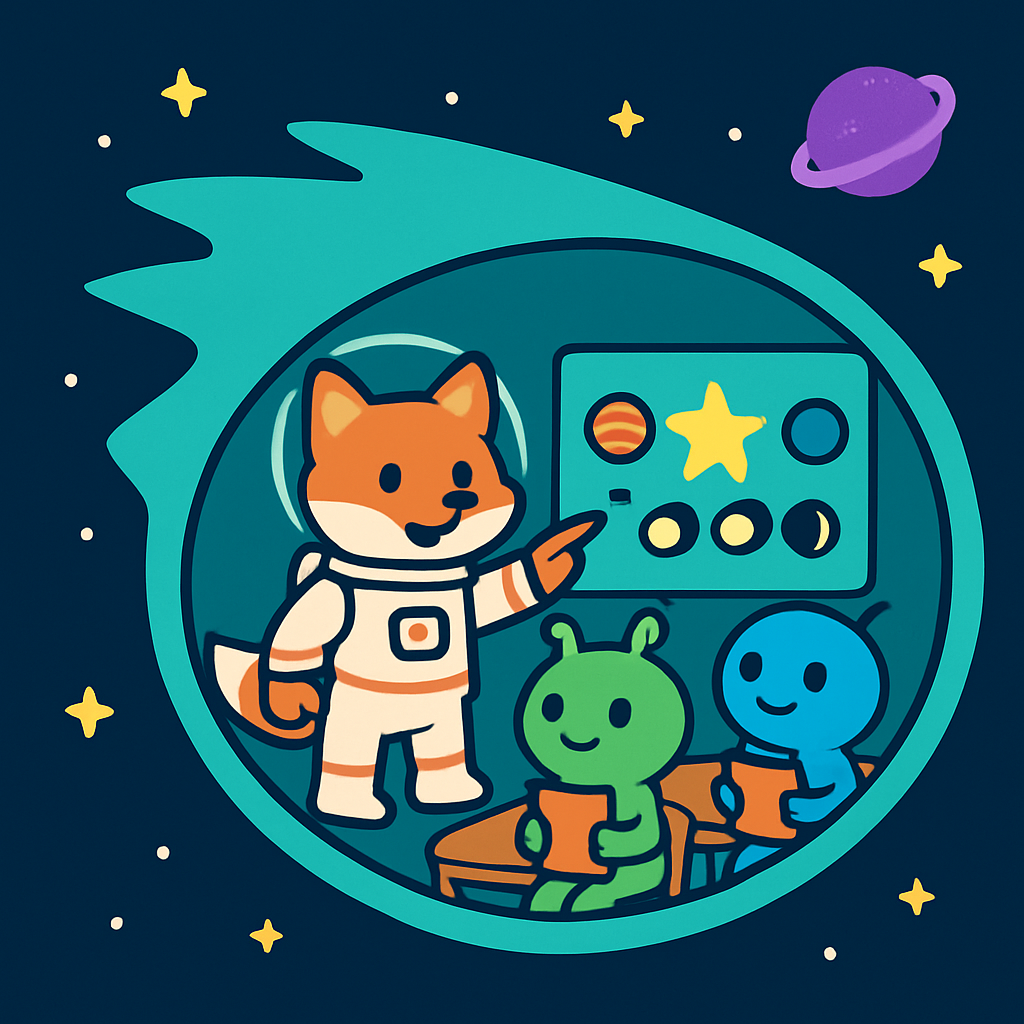 Comet Classroom With Astro Fox Number painting