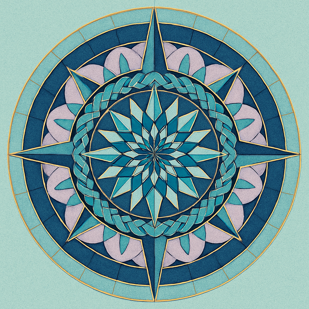 Aurora Lattice Mandala Compass paint by color