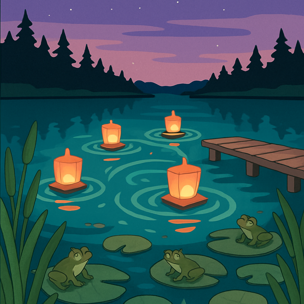 Paper Lantern Regatta On The Lake paint by numbers