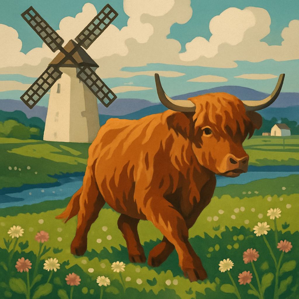 Windmill Shadows Over The Cow Pasture Numbered painting kits